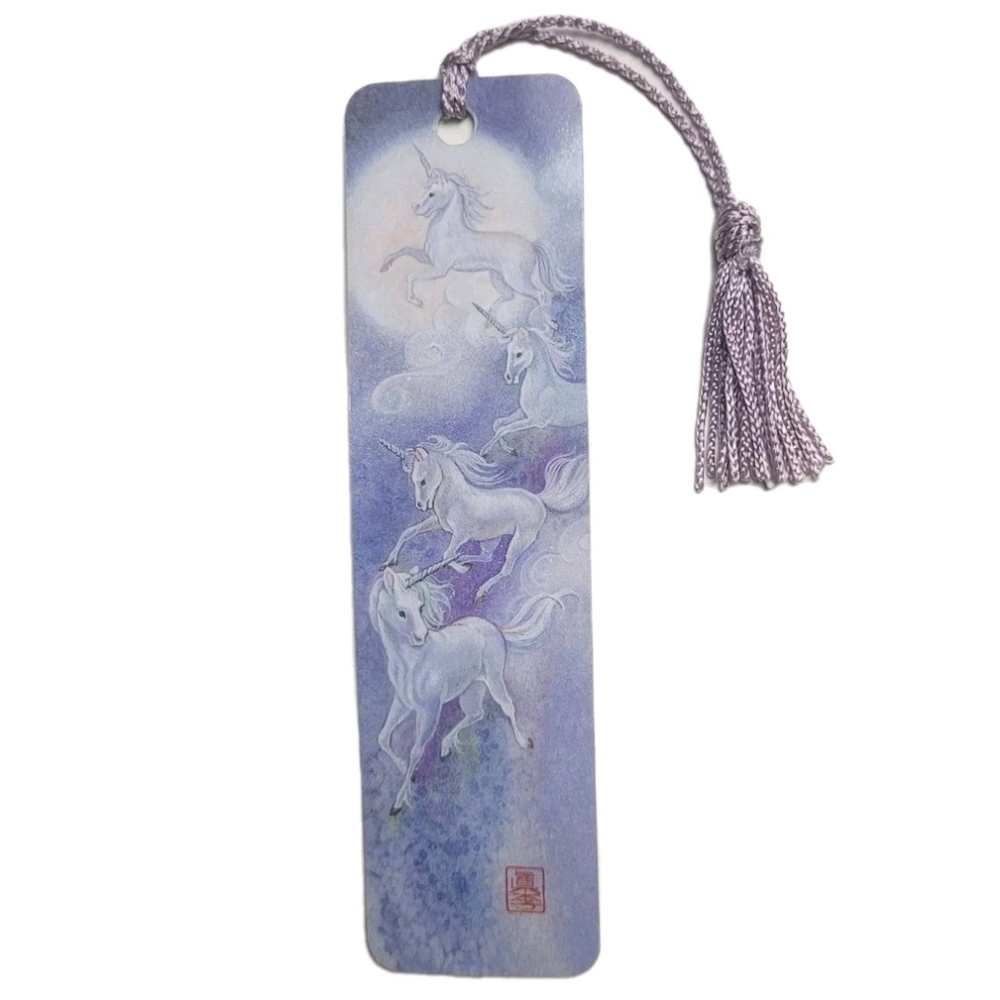 Vintage 80s Peggy Toole Unicorns Tassel Bookmark, Sunshine Thoughts 1987 H- 1050
